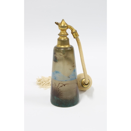 102 - 20th century painted glass scent atomiser, 15cm