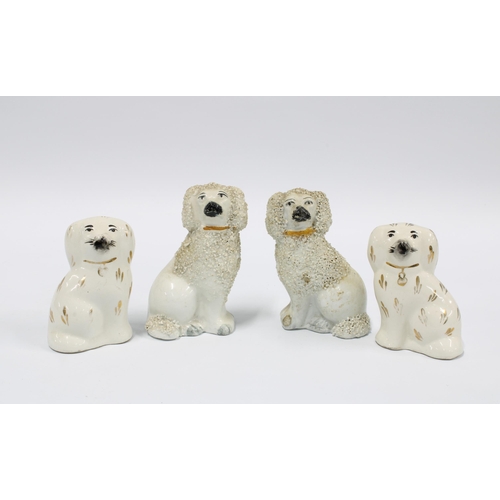 118 - Two pairs of miniature Staffordshire chimney spaniel dogs,  9cm (4)