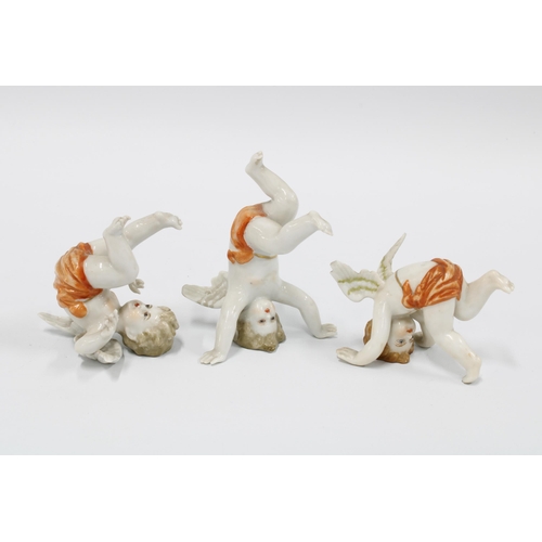 120 - Three Naples porcelain cherubs, 6.5cm (3)