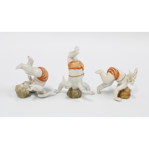 120 - Three Naples porcelain cherubs, 6.5cm (3)