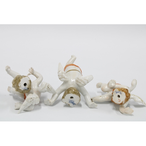 120 - Three Naples porcelain cherubs, 6.5cm (3)