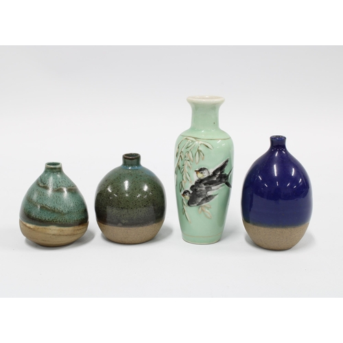 128 - A group of four miniature Chinese vases,9cm  (4)