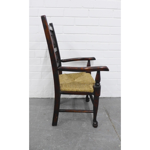 289 - Child's Lancashire chair with rush seat, 77 x 42 x 30cm