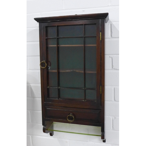 293 - Small wall mounted display cabinet with glass door and bottom shelf, 61 x 33 x 13