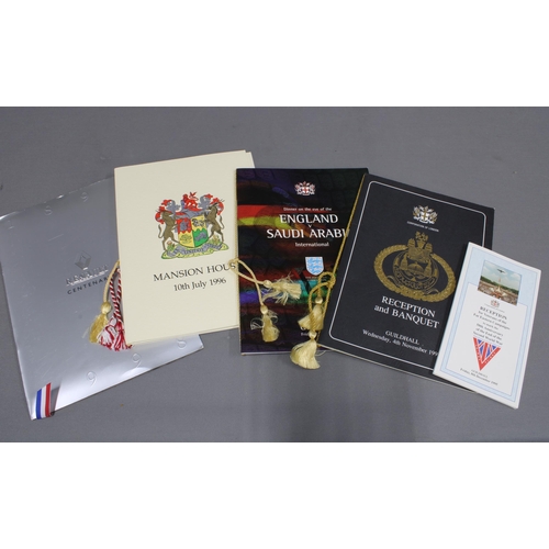 318 - A collection of Guildhall Menus, events to include Dinner following the Presentation of the Honorary... 