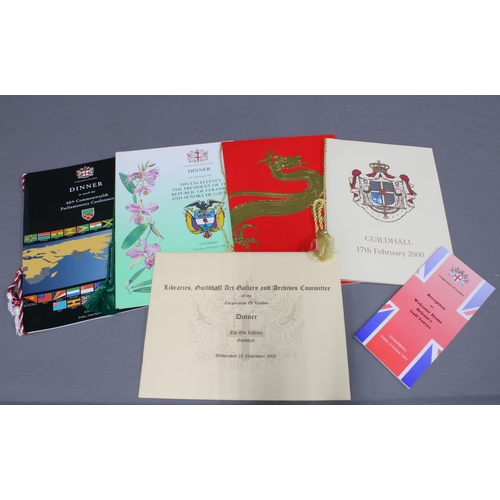 323 - A collection of Guildhall Menus, events to include Reception & Banquet His Excellency Jiang Zemin Pr... 