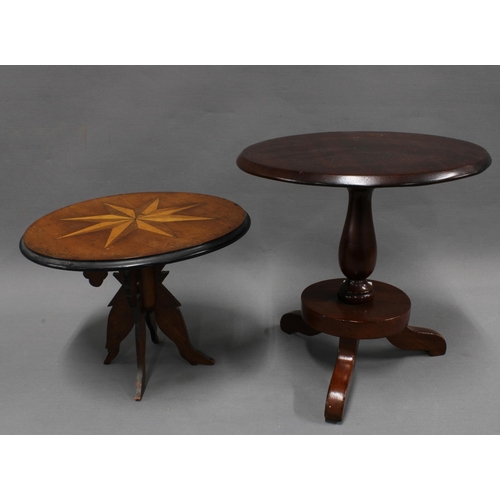 345 - Miniature mahogany table, circular top with baluster column and tripod base, 28 x 30cm  together wit... 