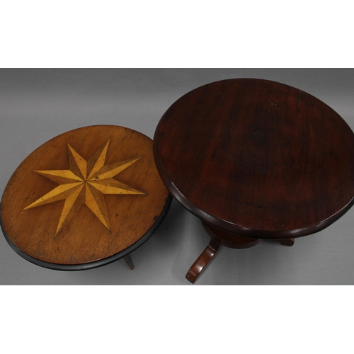 345 - Miniature mahogany table, circular top with baluster column and tripod base, 28 x 30cm  together wit... 