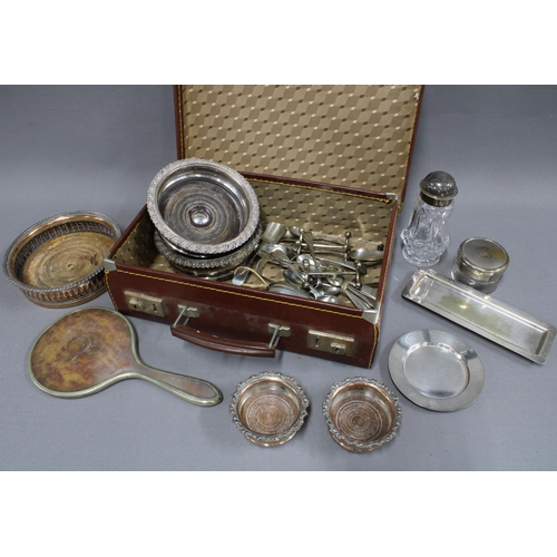 354 - Collection of Epns and silver plated wares to include wine coasters, sugar castor, teaspoons, etc, c... 