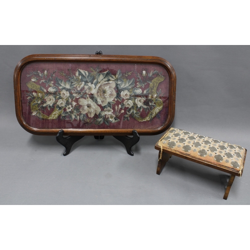 357 - Victorian mahogany and beadwork tray with glazed top, 57cm long together with a miniature Victorian ... 