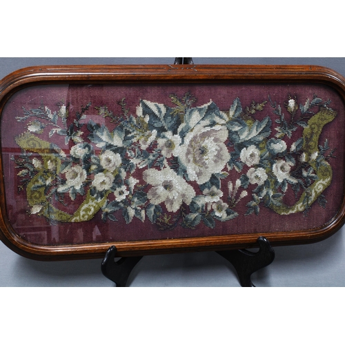 357 - Victorian mahogany and beadwork tray with glazed top, 57cm long together with a miniature Victorian ... 