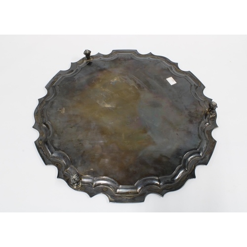 36 - Walker & Hall presentation silver tray, Sheffield 1929, of large proportions with pie crust border, ... 