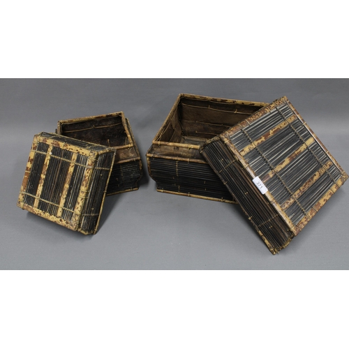 371 - Graduating set of two South East Asian baskets of square form, larger 30 x 22cm (2)