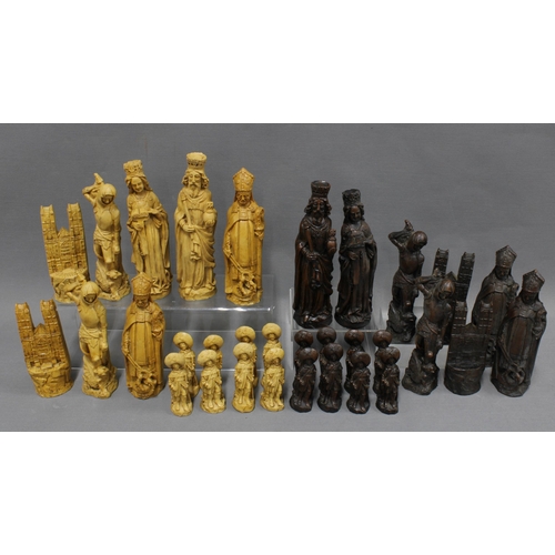 376 - Moulded resin chess set / pieces (full set) tallest 19cm (32)