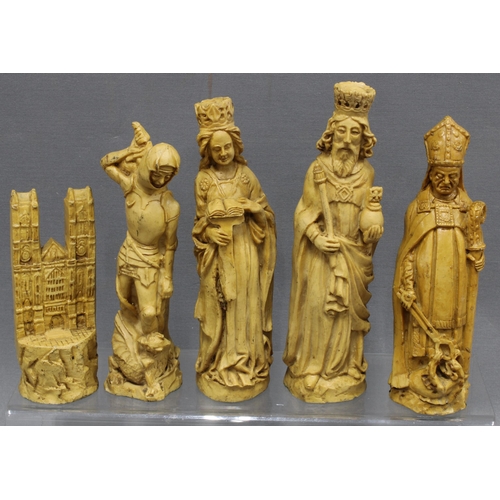 376 - Moulded resin chess set / pieces (full set) tallest 19cm (32)