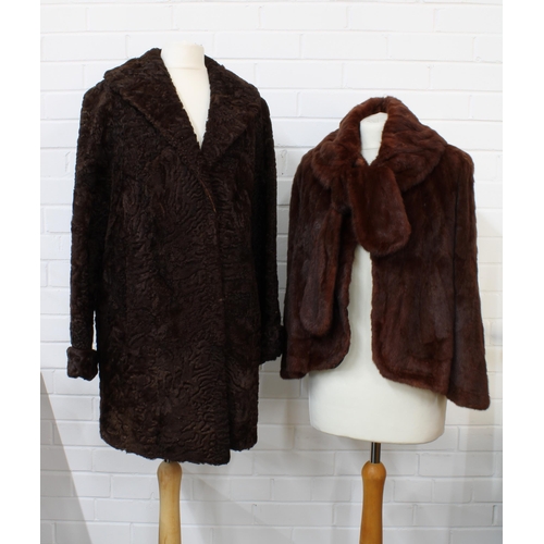 400 - Vintage brown fur jacket and and another (2)