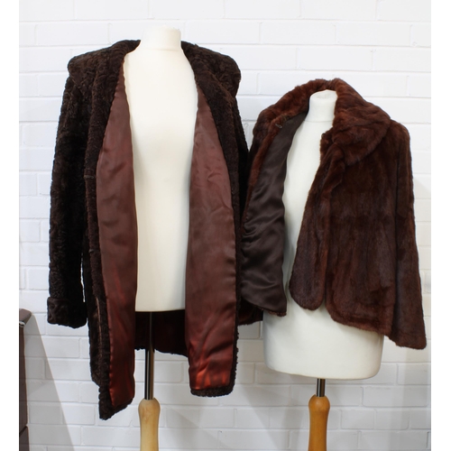 400 - Vintage brown fur jacket and and another (2)