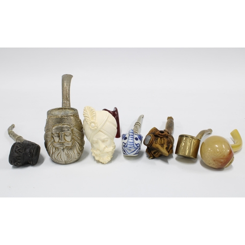 402 - A collection of pipes to include a modern Meerschaum pipe, (7)