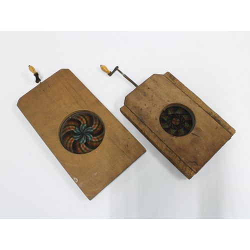 407 - Two late 19th century Kaleidoscope slides with turning handle mechanisms in operating condition (2)