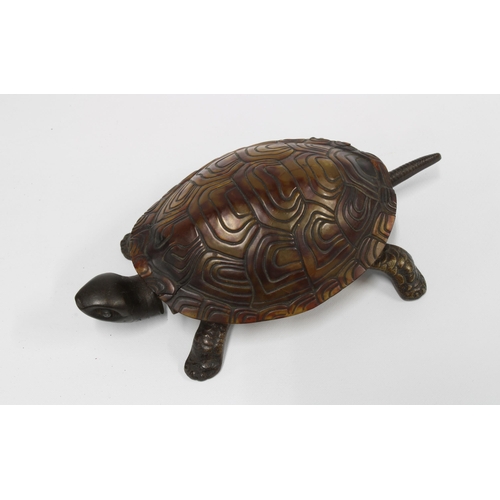 413 - Early / mid 20th century novelty bronze desk bell in the form of a tortoise, impressed 'GSS' to base... 