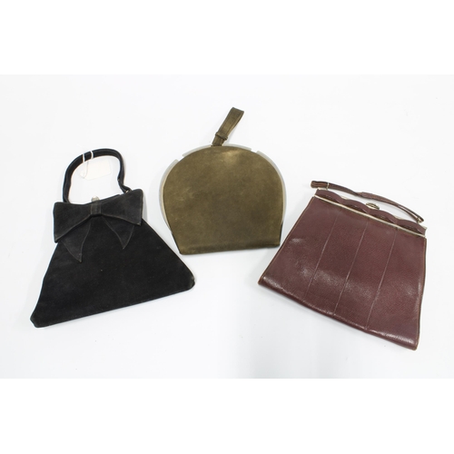 422 - Two vintage suede handbags and a vintage leather clutch bag (3)