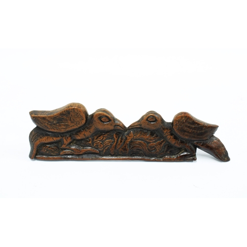 423 - Antique fruitwood Blackbird wood pastry cutter, 22cm long