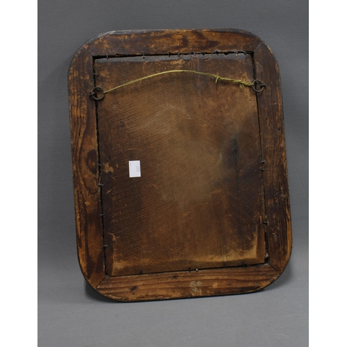 424 - Small wall mirror with ebinsed and parcel gilt frame  39 x 31cm