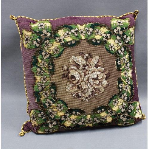 427 - Beadwork scatter cushion. 46 x 50cm.