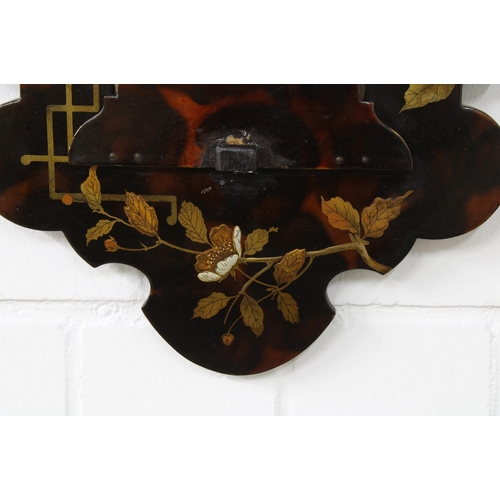 433 - Late 19th / early 20th century Japanese lacquered mirror with four folding shelves, with birds and f... 