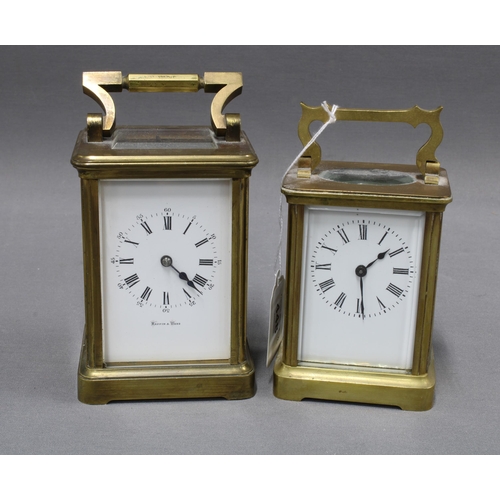 448 - Mappin & Webb brass carriage clock together with another brass carriage clock. 12 x 9cm. (2)