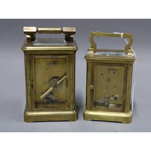 448 - Mappin & Webb brass carriage clock together with another brass carriage clock. 12 x 9cm. (2)