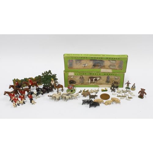 456 - Two boxed sets of Lilliput World Models and a large collection of Britains and other make lead anima... 