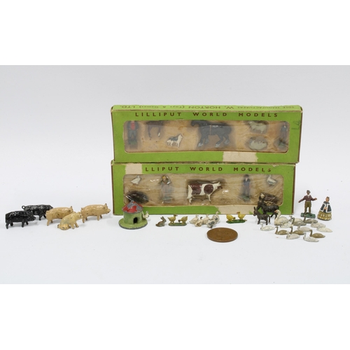 456 - Two boxed sets of Lilliput World Models and a large collection of Britains and other make lead anima... 