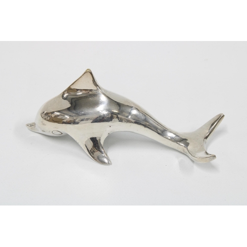 5 - Silver plated dolphin desk paperweight, 12cm long