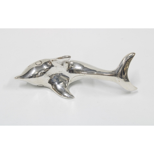 5 - Silver plated dolphin desk paperweight, 12cm long