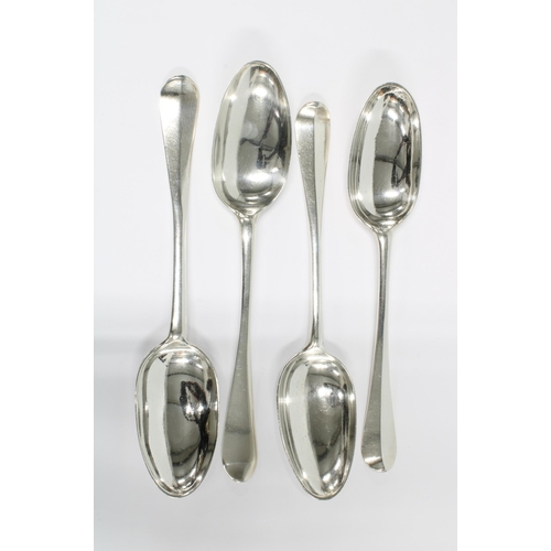 69 - Georgian Scottish silver Hanoverian table spoons, to include William Dempster, Edinburgh 1766, Willi... 