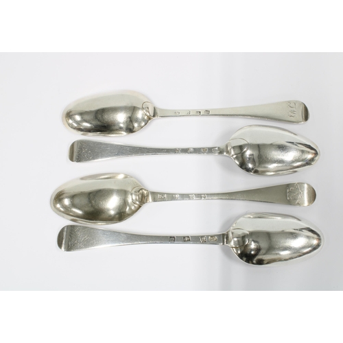 69 - Georgian Scottish silver Hanoverian table spoons, to include William Dempster, Edinburgh 1766, Willi... 