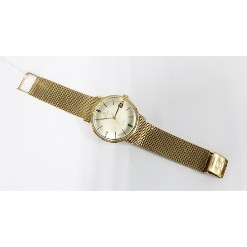 70 - Gents vintage 9ct gold Omega Automatic De Ville wrist watch with champagne dial, hour batons and dat... 