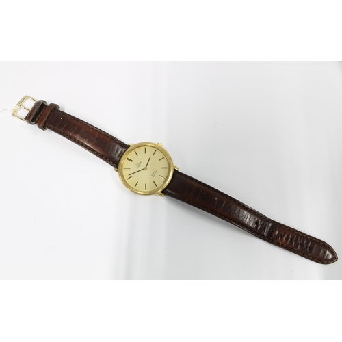 71 - Gents Omega De Ville Automatic wristwatch, gold plated with champagne dial and baton markers, on a b... 