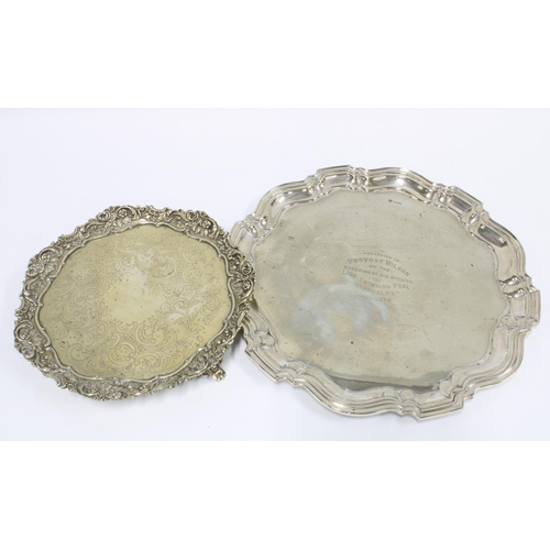 76 - An Epns presentation salver, 36cm and another with foliate pattern (2)