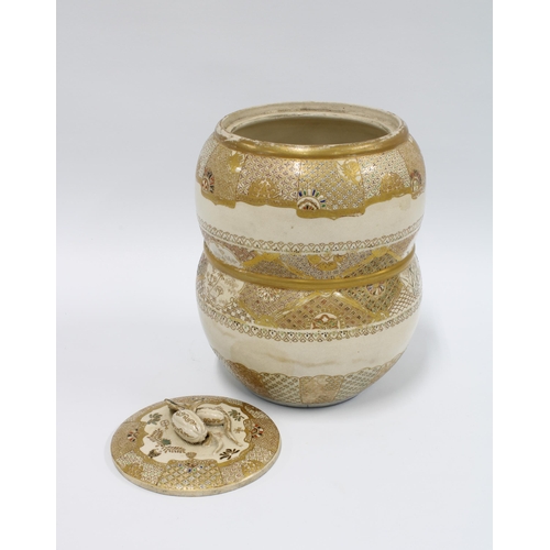 89 - Japanese Satsuma double gourd jar and cover (a/f) 20cm