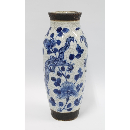 90 - Chinese blue and white dragon vase, 29cm