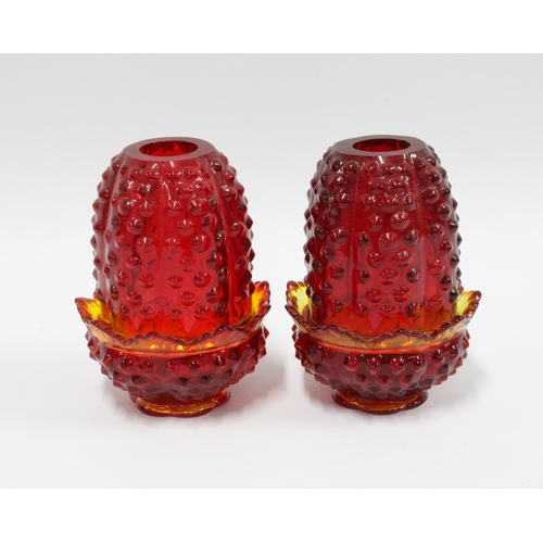 97 - A pair of moulded red glass nightlights, 12cm  (2)