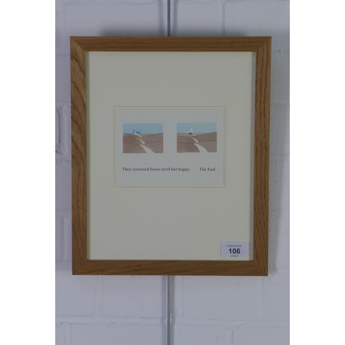 106 - Ian Hamilton Finlay, 'They Returned Home (2nd Edition) framed postcard, 14.5 x 10cm