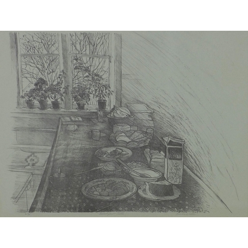 113 - Frances Walker, RSA (SCOTTISH b. 1930-), 'Breakfast Table', lithograph, signed and numbered 6/30,  f... 