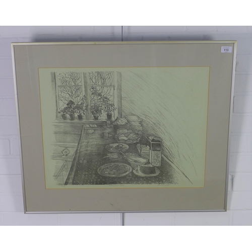 113 - Frances Walker, RSA (SCOTTISH b. 1930-), 'Breakfast Table', lithograph, signed and numbered 6/30,  f... 