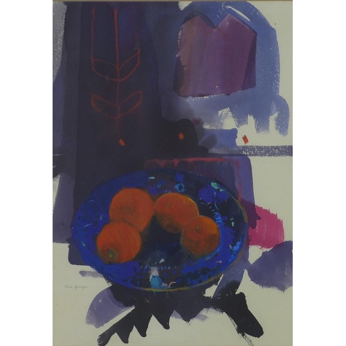 118 - Claire Harrigan RSW (SCOTTISH b. 1964) 'Oranges', mixed media on paper, signed, framed under glass w... 