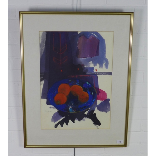 118 - Claire Harrigan RSW (SCOTTISH b. 1964) 'Oranges', mixed media on paper, signed, framed under glass w... 