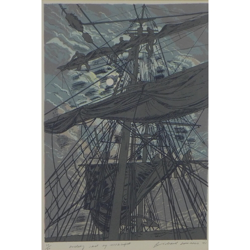 125 - Richard DeMarco C.B.E (SCOTTISH B. 1930) 'Evening Sail by Moonlight', coloured screenprint, signed i... 