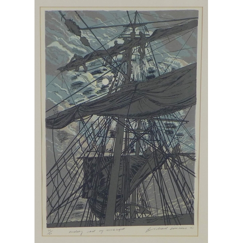 125 - Richard DeMarco C.B.E (SCOTTISH B. 1930) 'Evening Sail by Moonlight', coloured screenprint, signed i... 